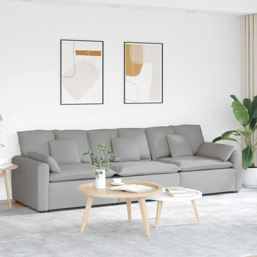 Divano Modulare con Cuscini Grigio Nuvola