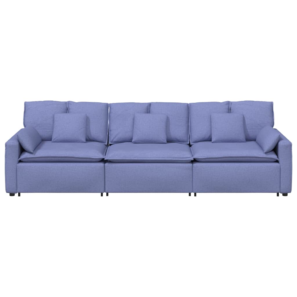 Divano Modulare con Cuscini Jeans Blu
