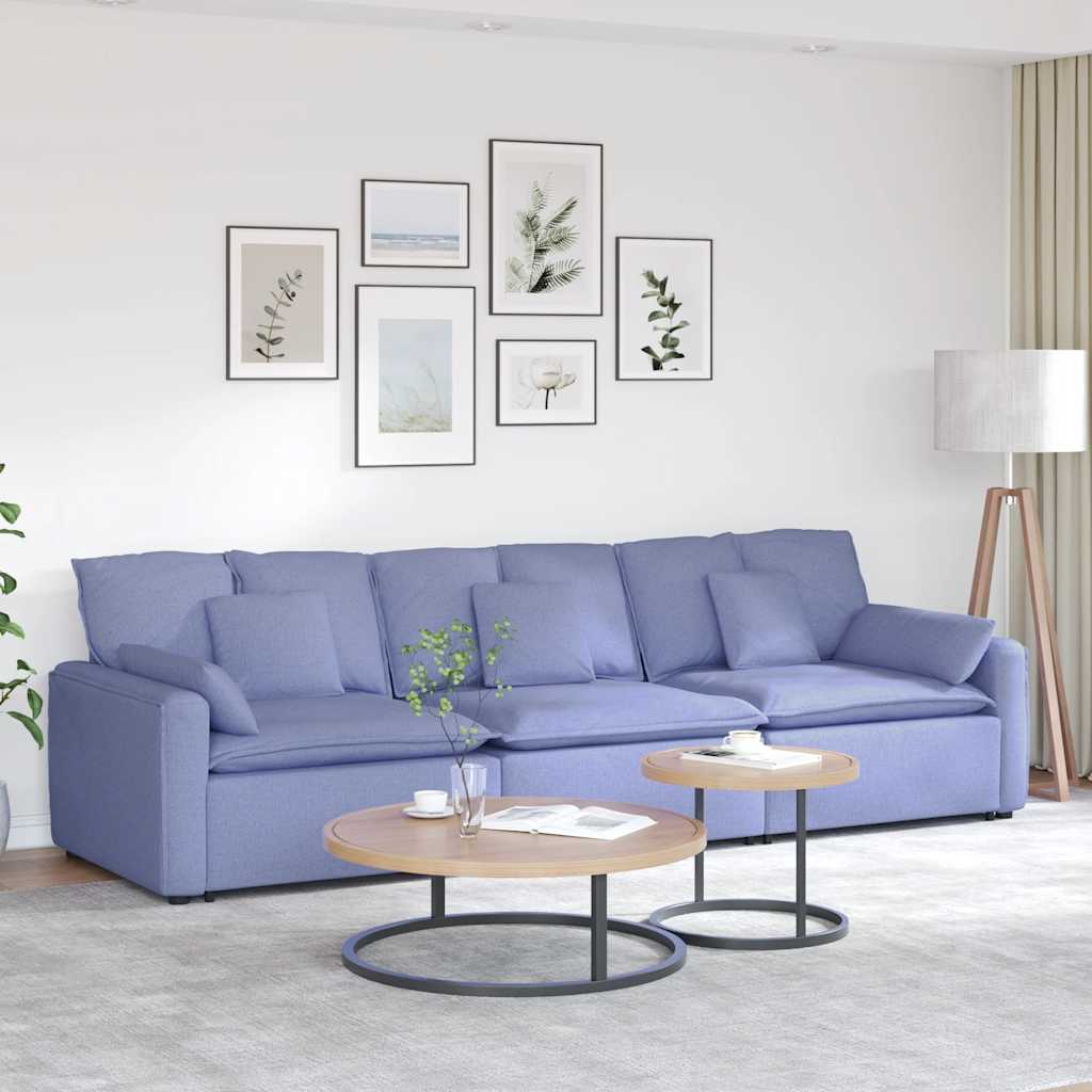 Divano Modulare con Cuscini Jeans Blu