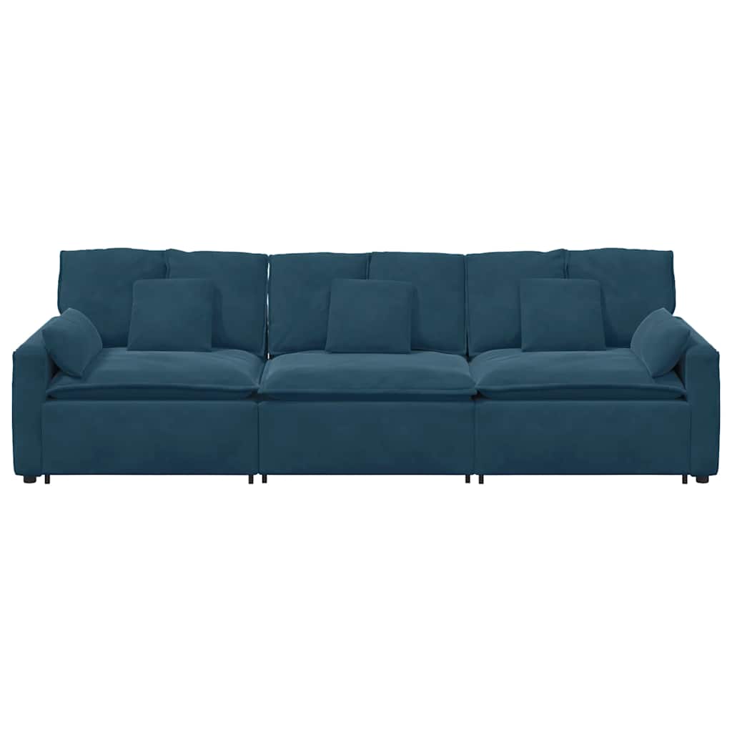 Divano Modulare con Cuscini Blu