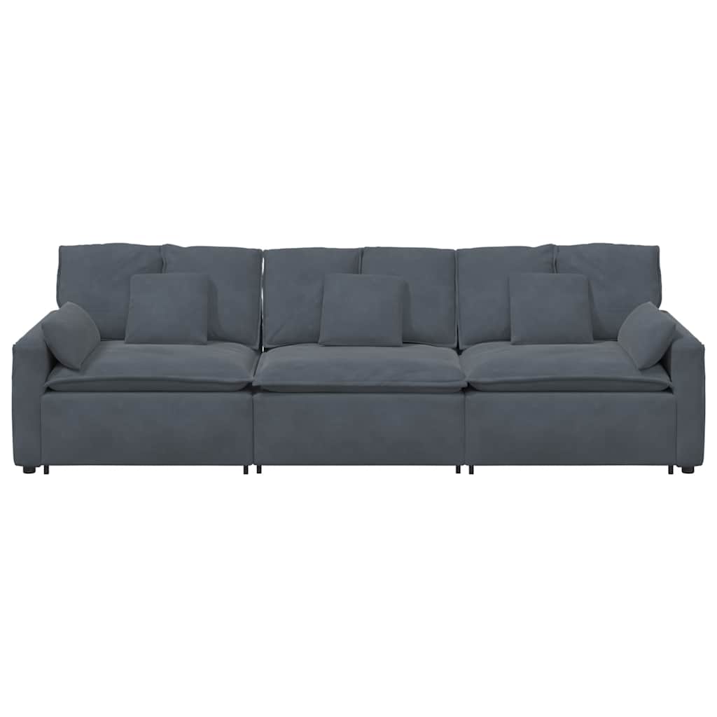 Divano Modulare con Cuscini Grigio Scuro