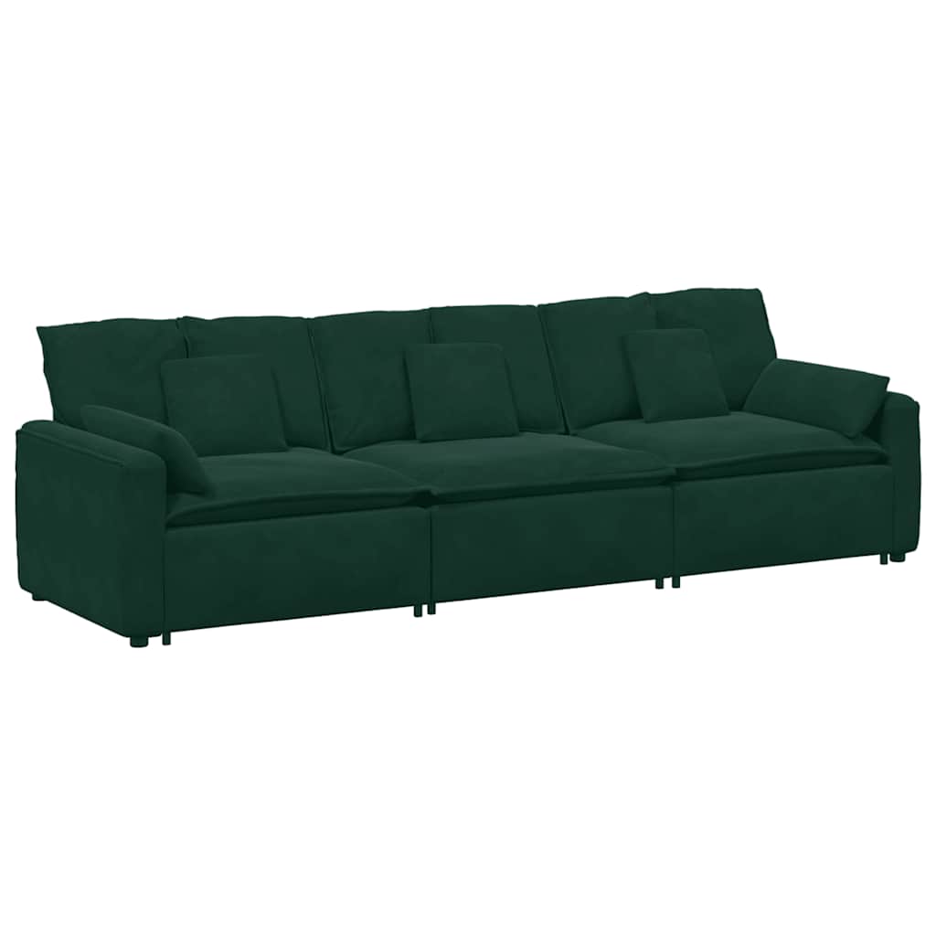 Divano Modulare con Cuscini Verde Scuro