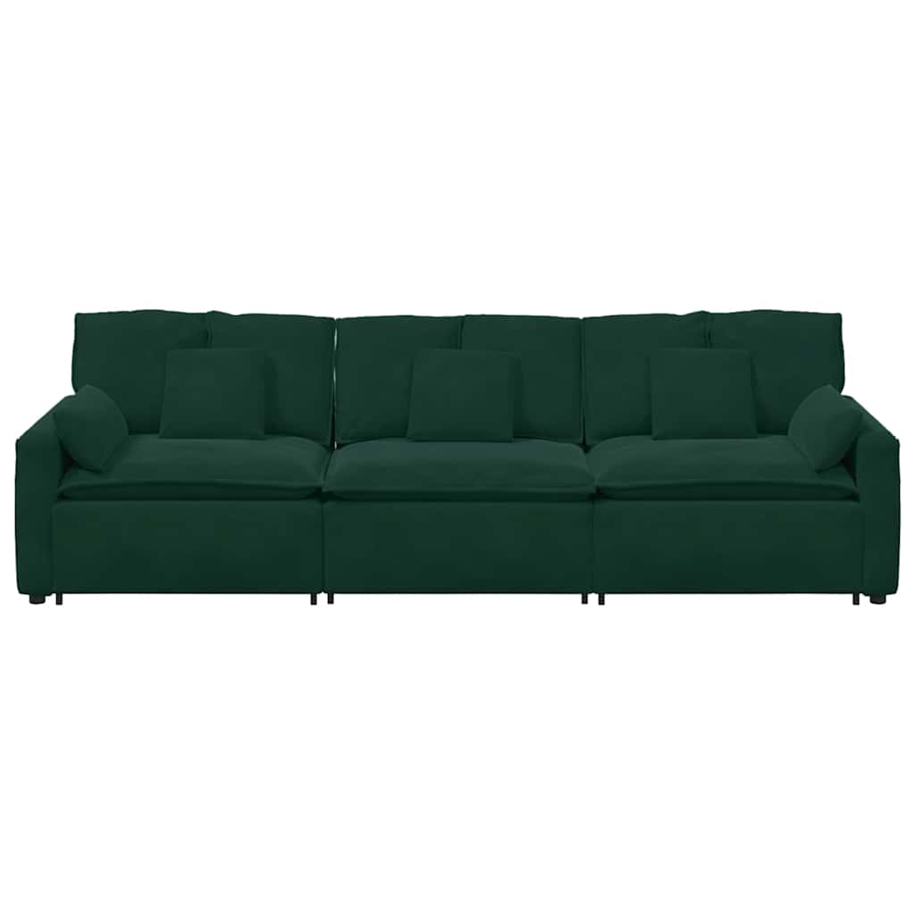 Divano Modulare con Cuscini Verde Scuro
