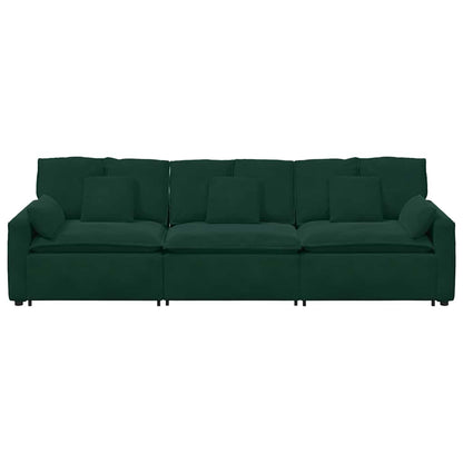 Divano Modulare con Cuscini Verde Scuro