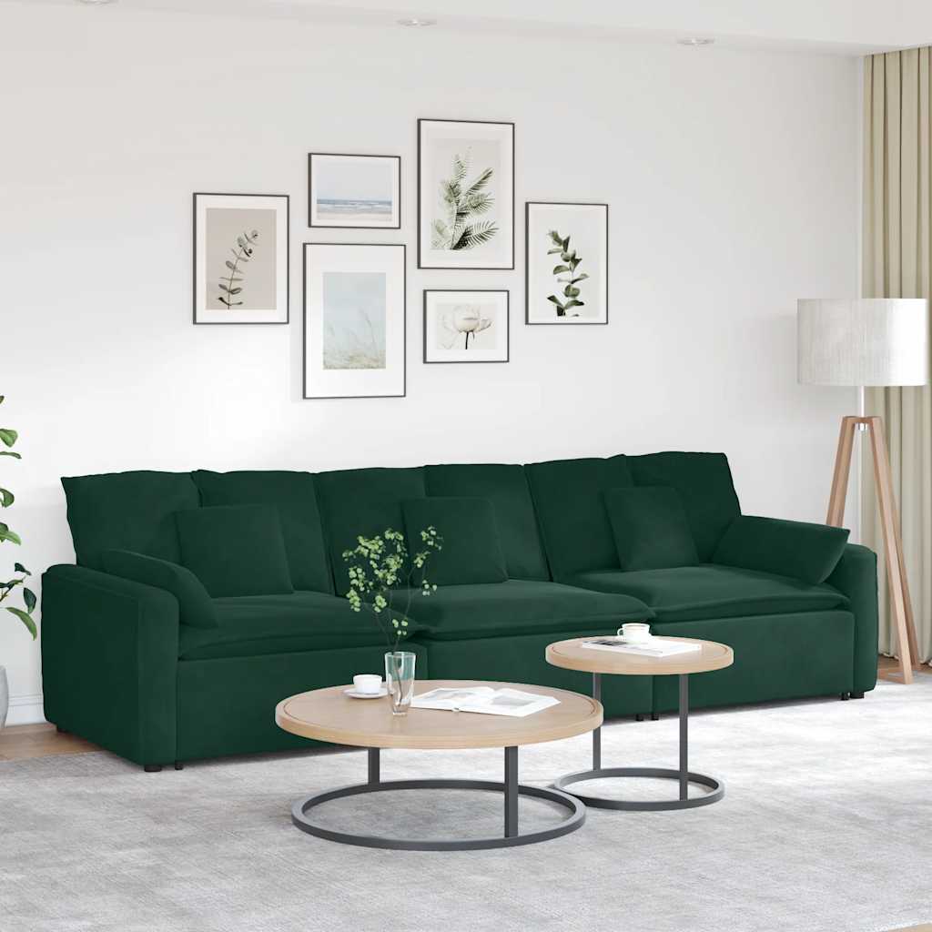 Divano Modulare con Cuscini Verde Scuro