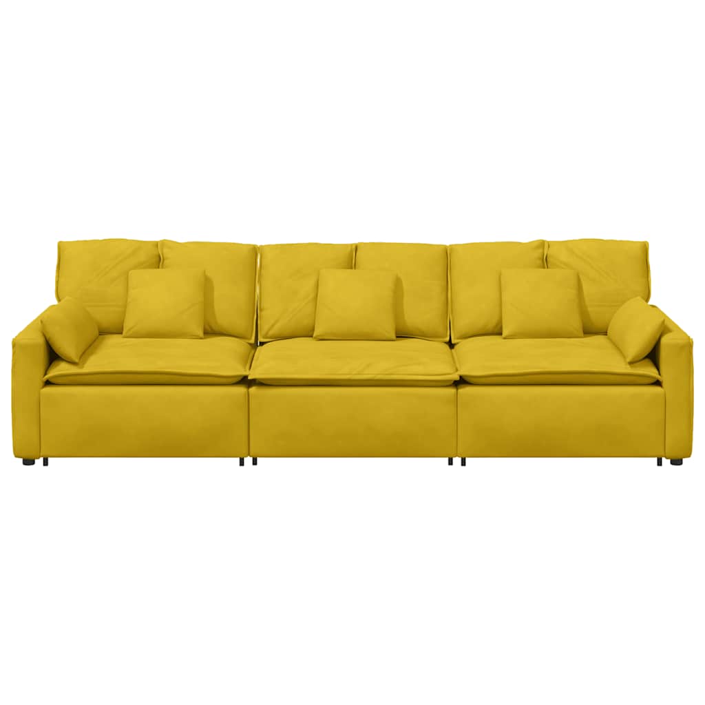 Divano Modulare con Cuscini Giallo