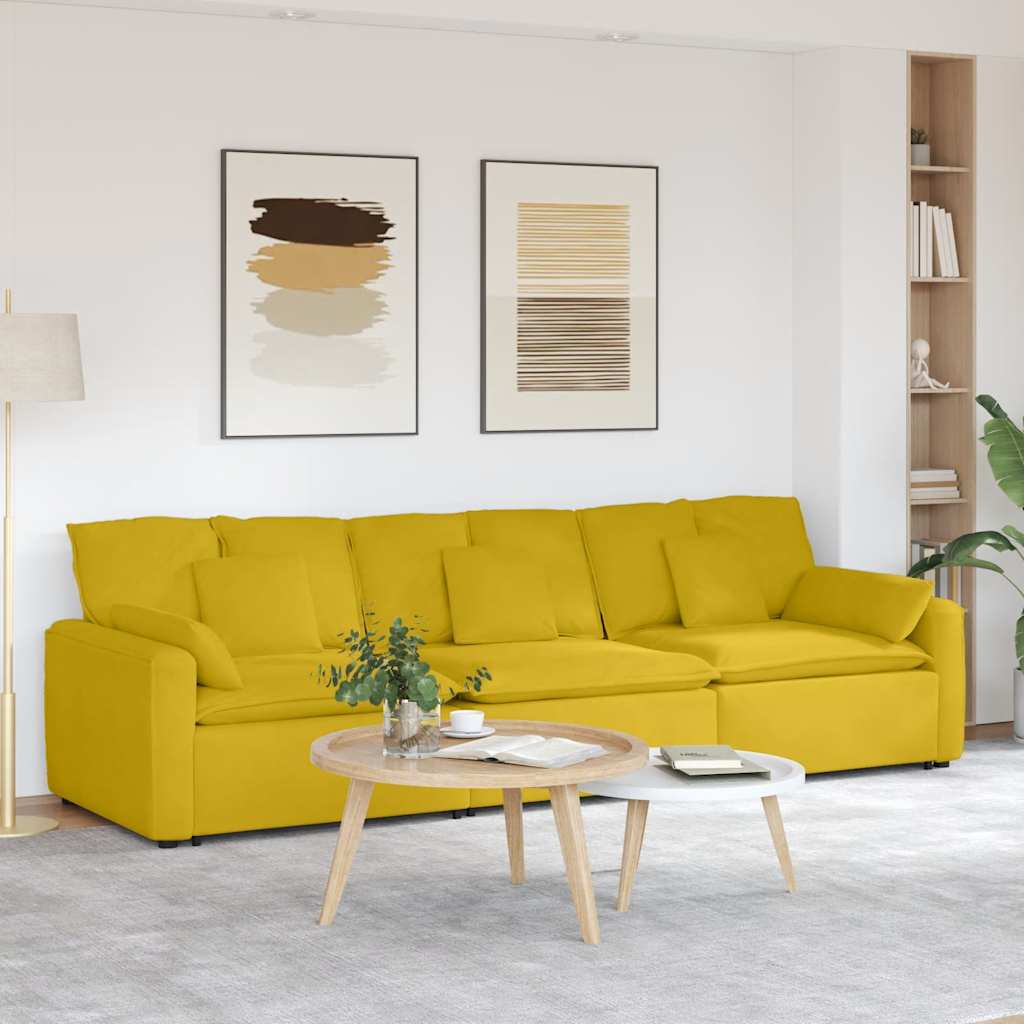 Divano Modulare con Cuscini Giallo