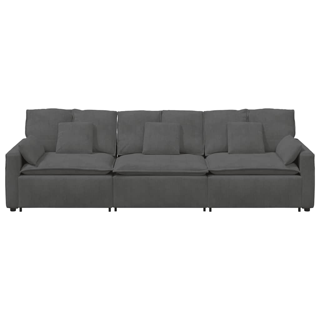 Divano Modulare con Cuscini Grigio Scuro