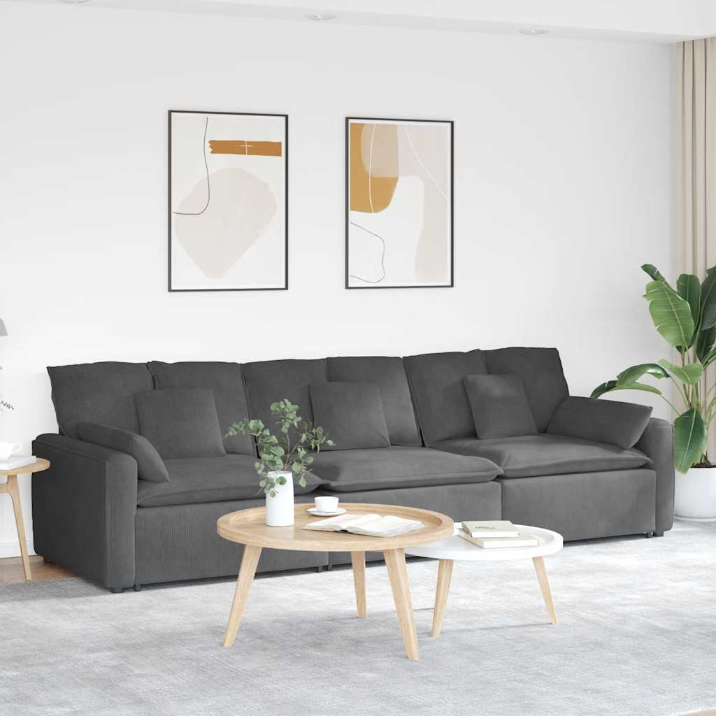 Divano Modulare con Cuscini Grigio Scuro