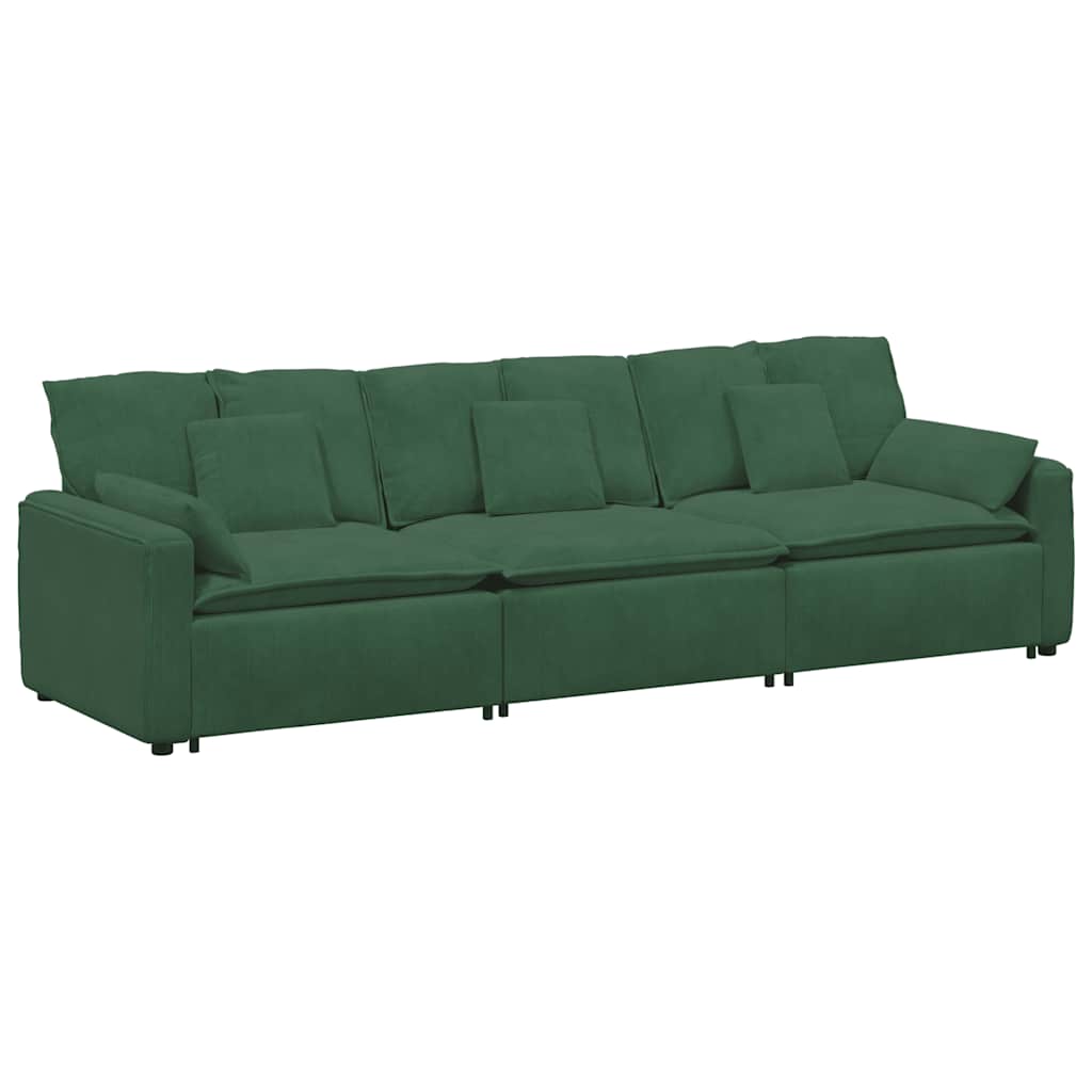 Divano Modulare con Cuscini Verde Scuro
