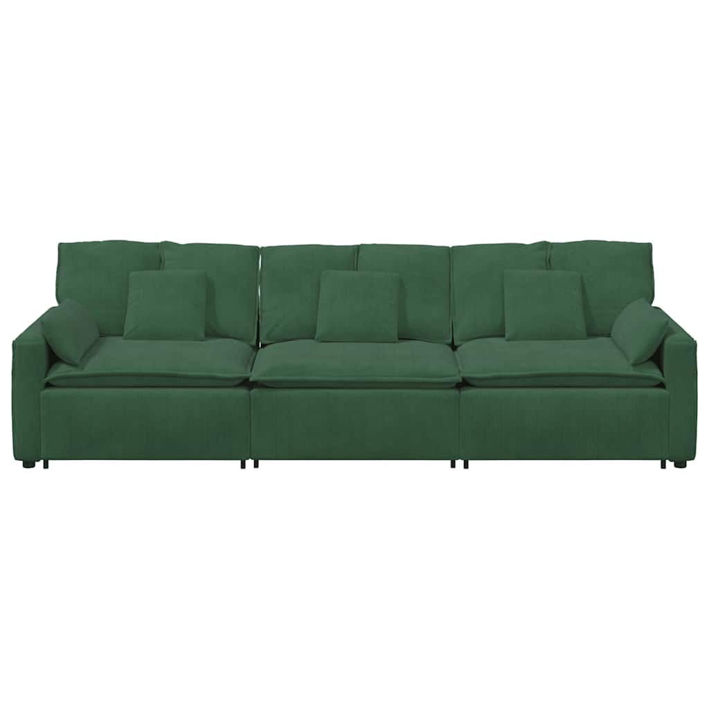 Divano Modulare con Cuscini Verde Scuro