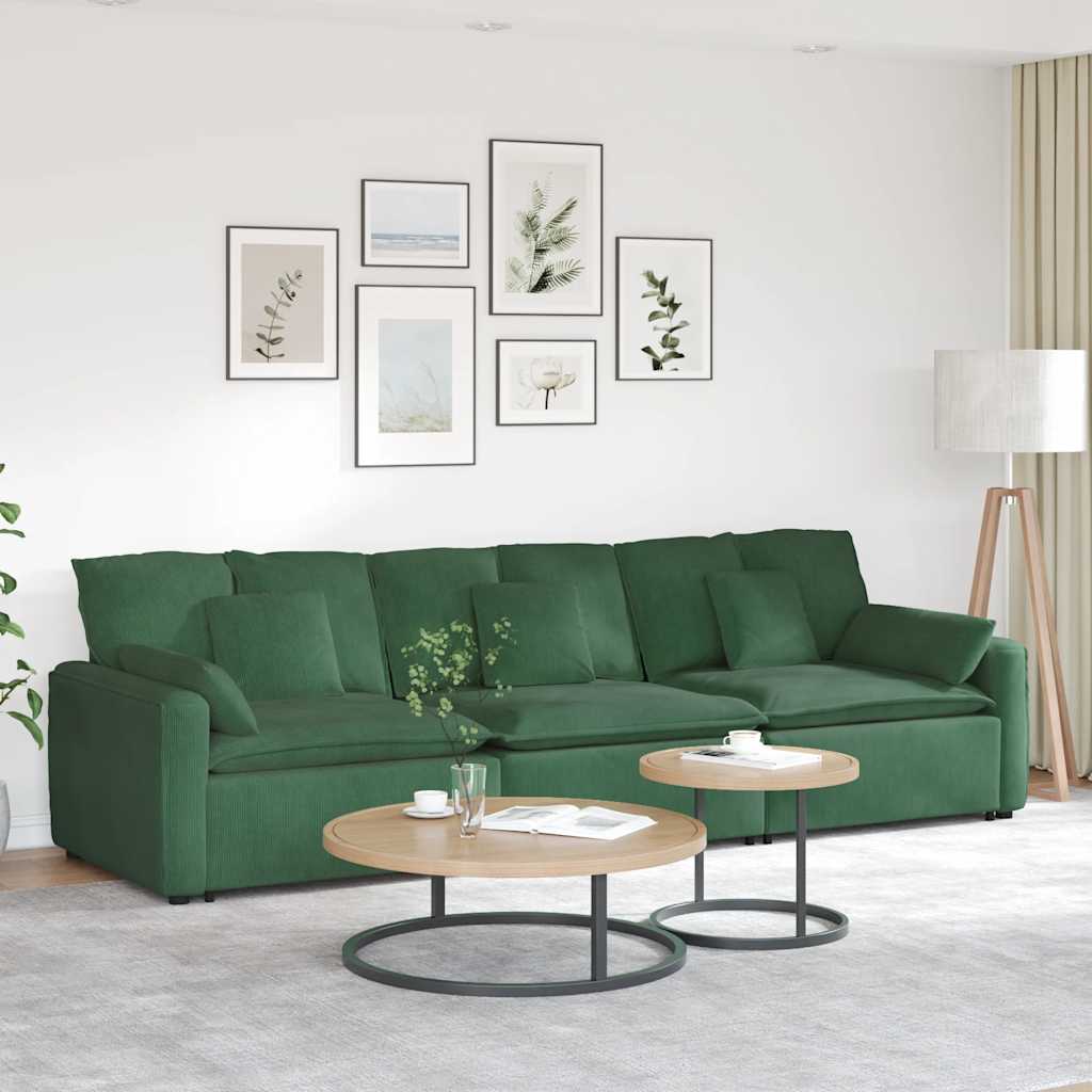 Divano Modulare con Cuscini Verde Scuro