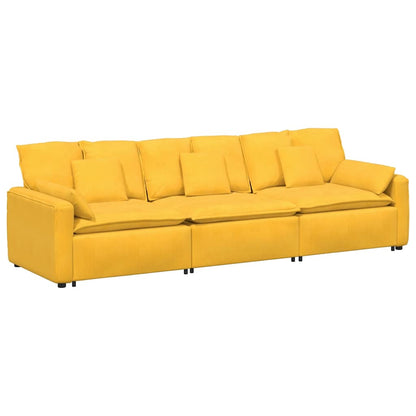 Divano Modulare con Cuscini Giallo Chiaro