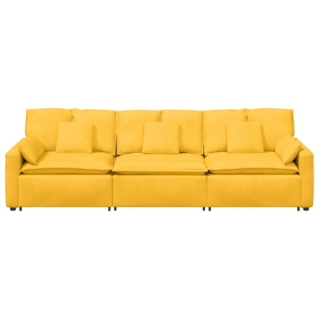 Divano Modulare con Cuscini Giallo Chiaro