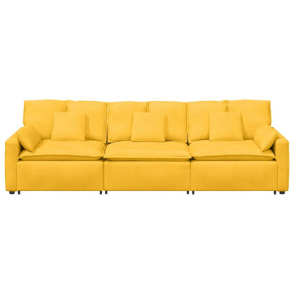 Divano Modulare con Cuscini Giallo Chiaro