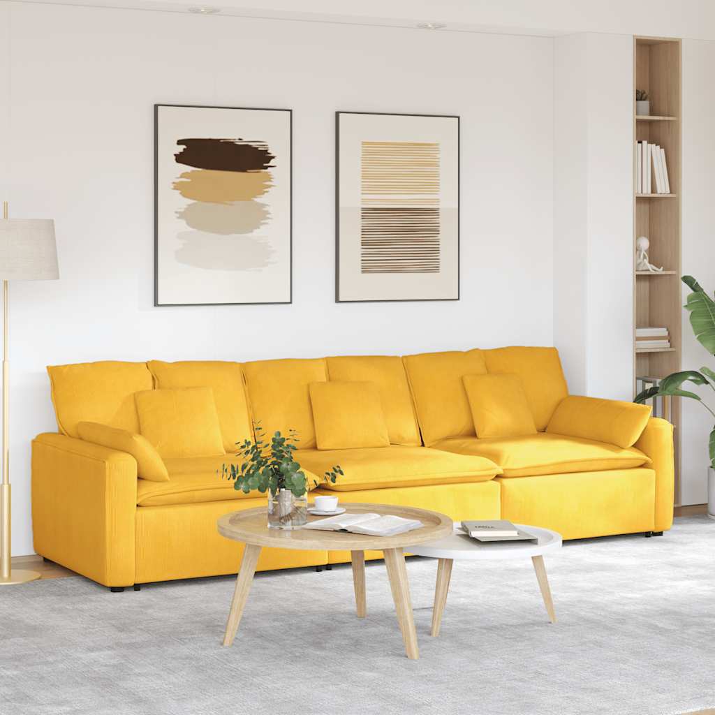 Divano Modulare con Cuscini Giallo Chiaro