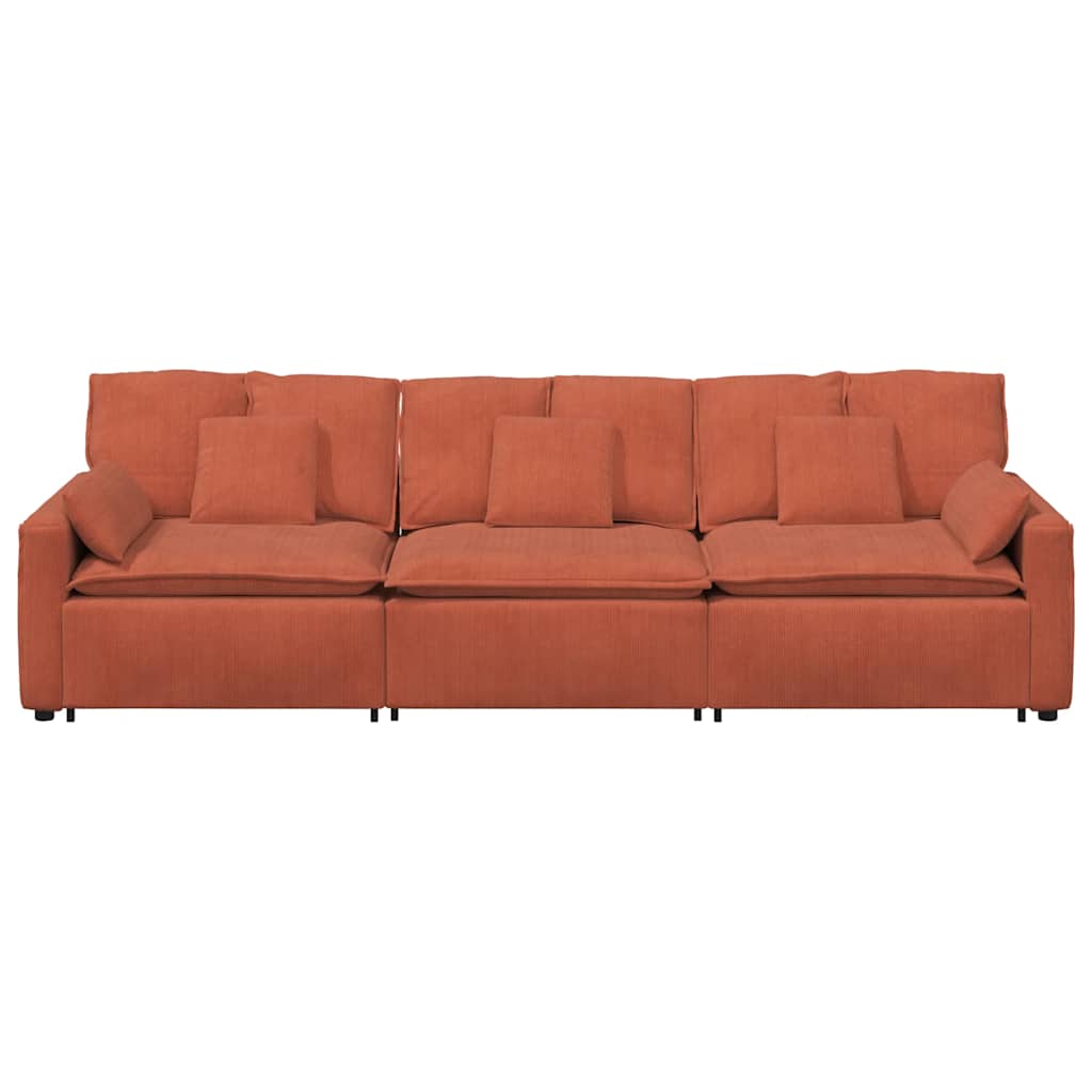 Divano Modulare con Cuscini Rosso Arancione