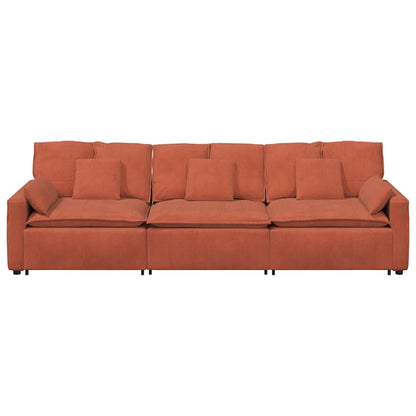 Divano Modulare con Cuscini Rosso Arancione