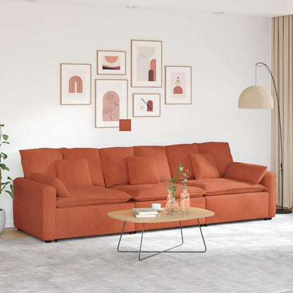 Divano Modulare con Cuscini Rosso Arancione