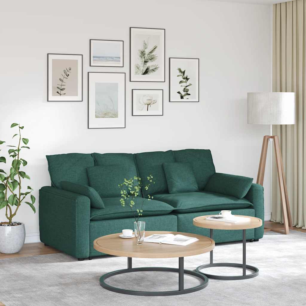 Divano Modulare con Cuscini Verde Scuro