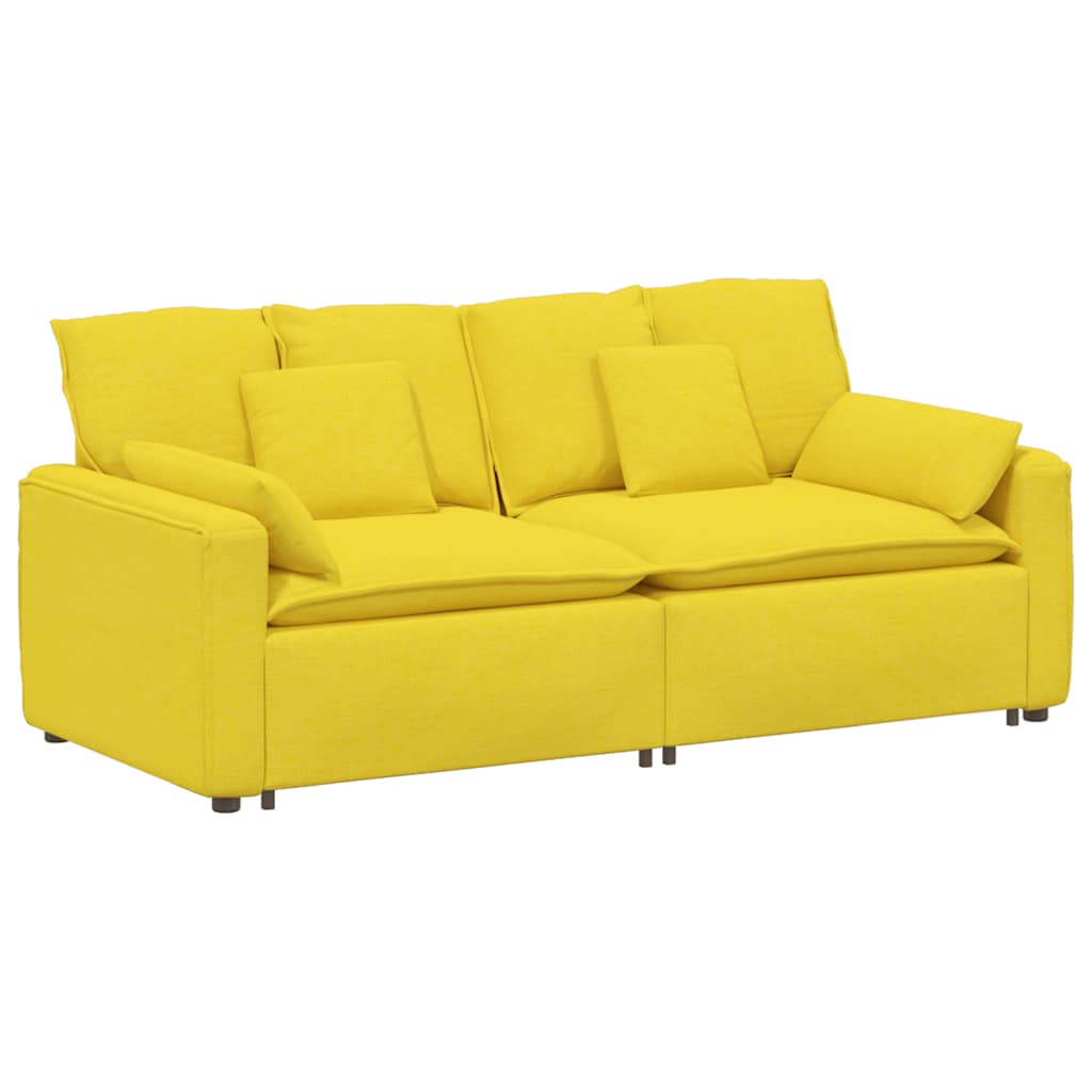 Divano Modulare con Cuscini Giallo Chiaro
