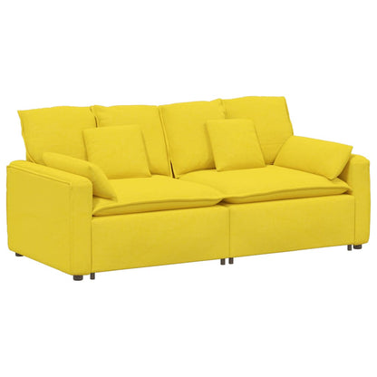 Divano Modulare con Cuscini Giallo Chiaro