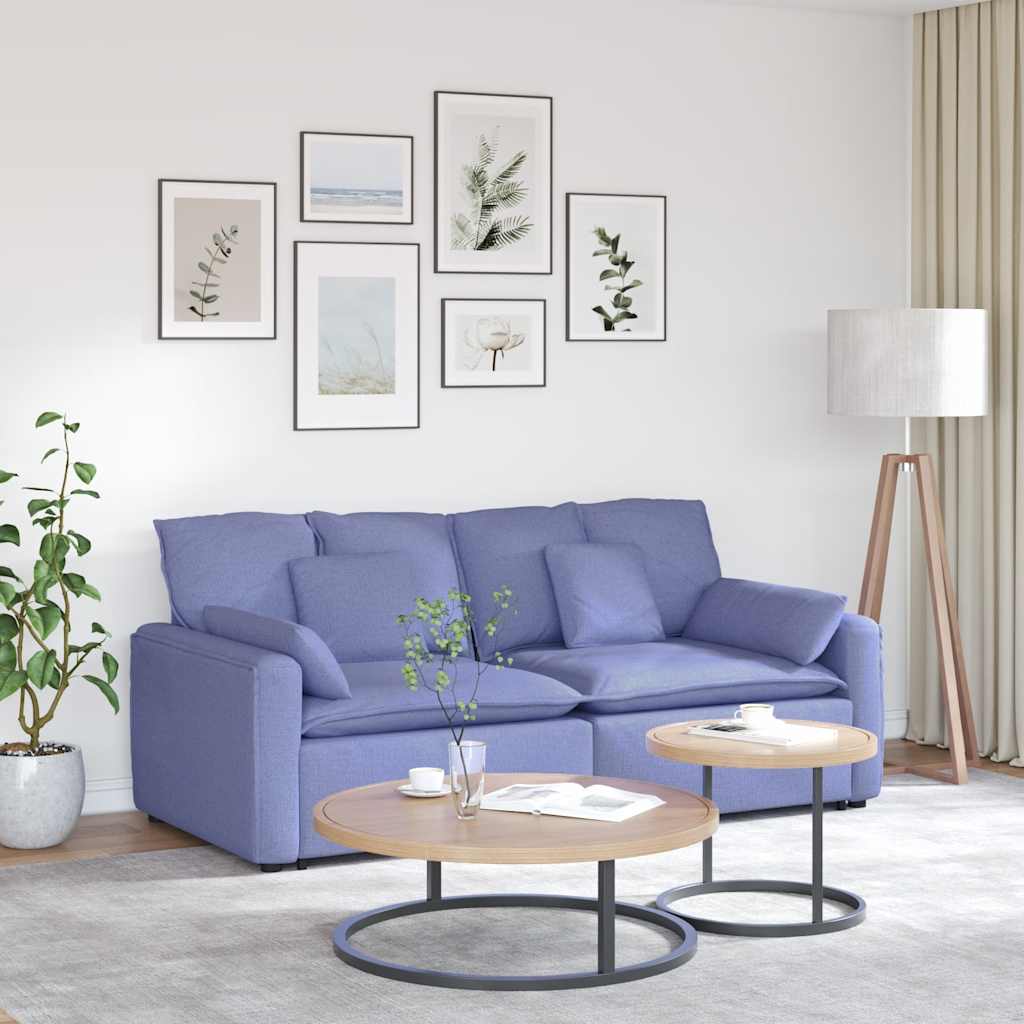 Divano Modulare con Cuscini Jeans Blu