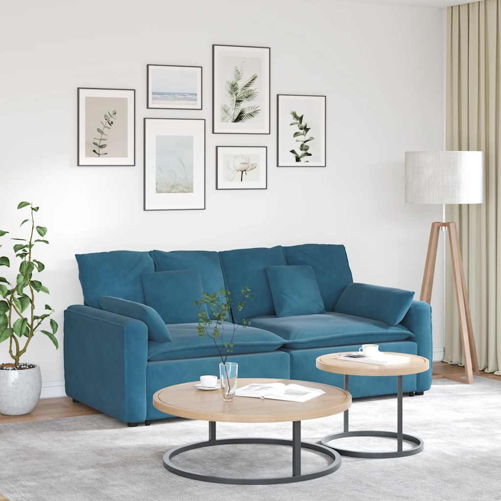 Divano Modulare con Cuscini Blu