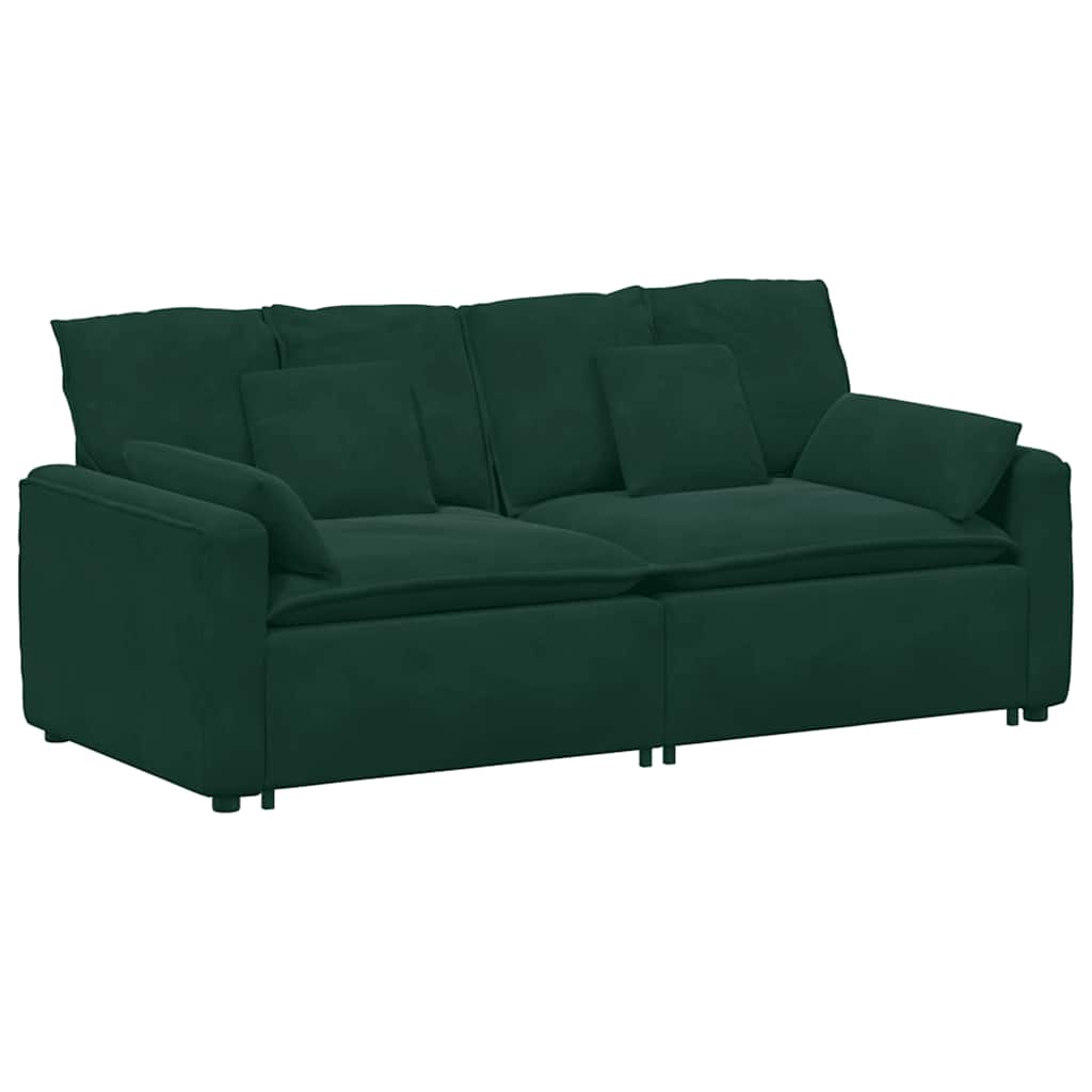 Divano Modulare con Cuscini Verde Scuro