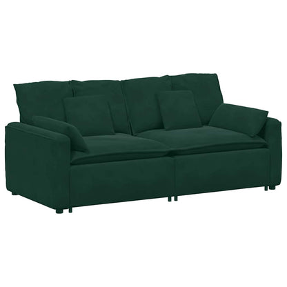 Divano Modulare con Cuscini Verde Scuro