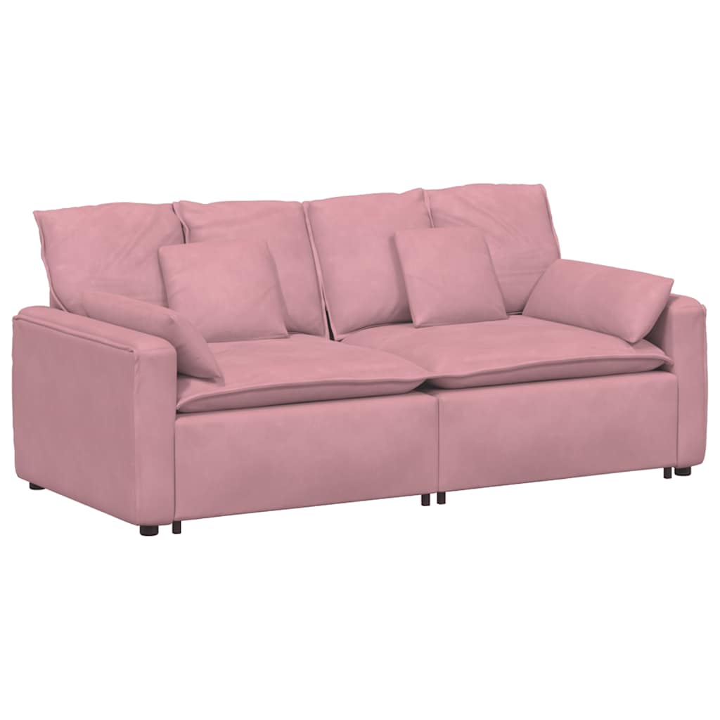 Divano Modulare con Cuscini Rosa