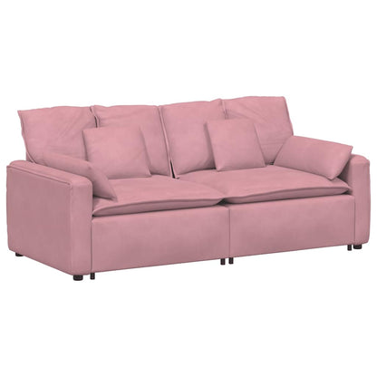 Divano Modulare con Cuscini Rosa