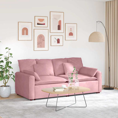 Divano Modulare con Cuscini Rosa
