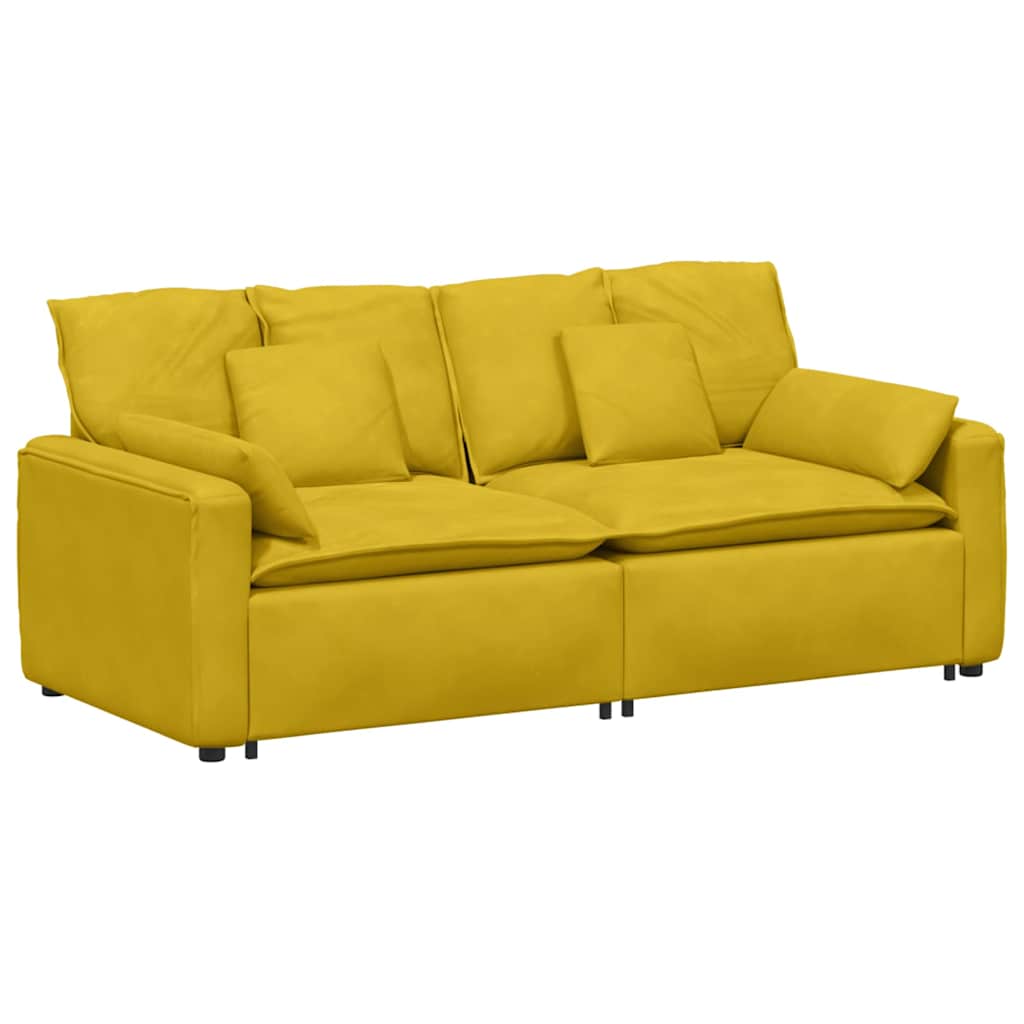 Divano Modulare con Cuscini Giallo