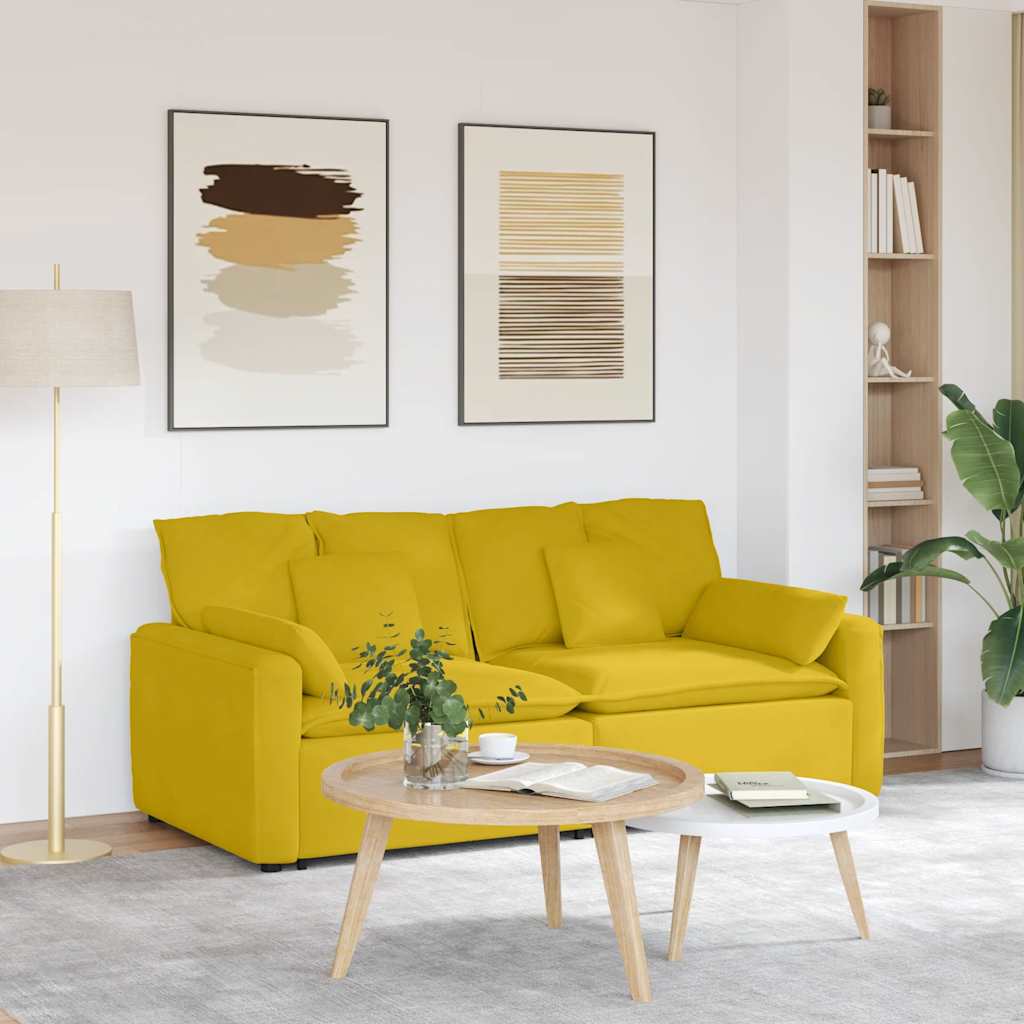 Divano Modulare con Cuscini Giallo