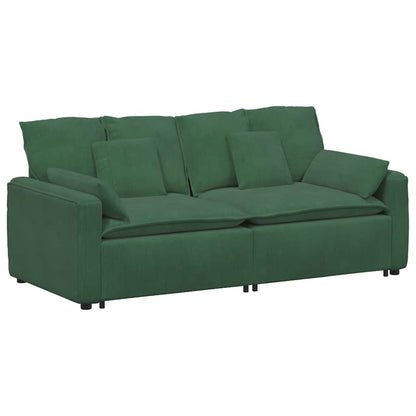 Divano Modulare con Cuscini Verde Scuro