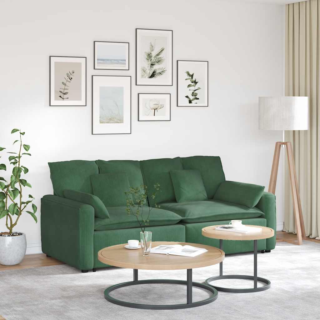 Divano Modulare con Cuscini Verde Scuro