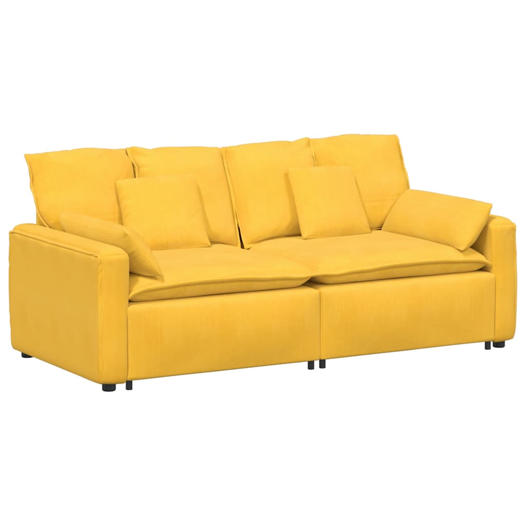 Divano Modulare con Cuscini Giallo Chiaro