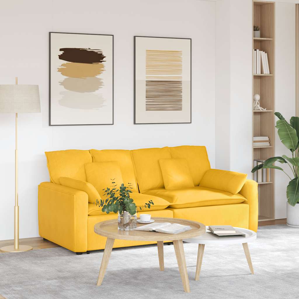 Divano Modulare con Cuscini Giallo Chiaro