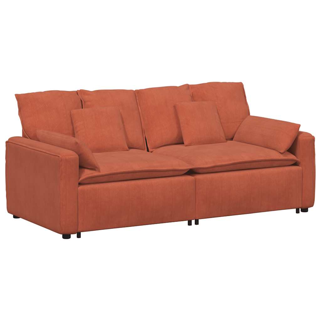 Divano Modulare con Cuscini Rosso Arancione