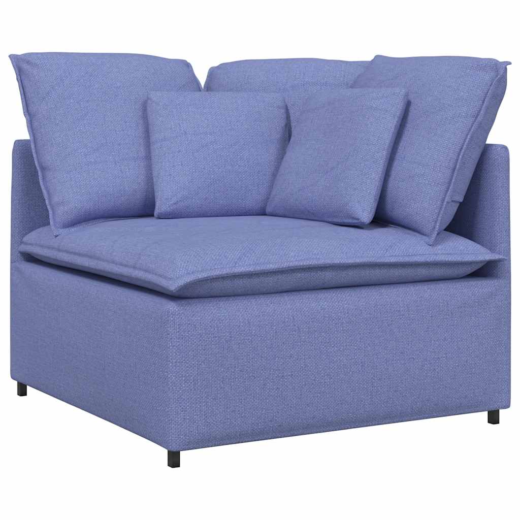 Divano Modulare con Cuscini in Tessuto Jeans Blu