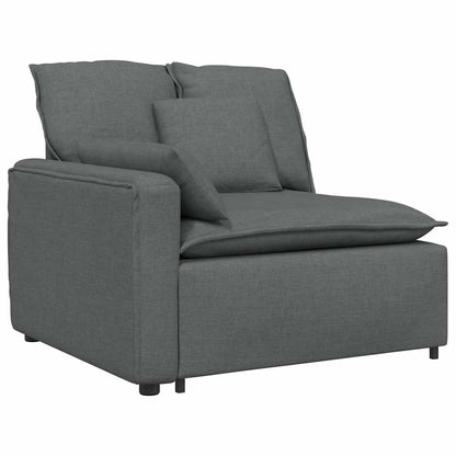 Divano Modulare con Poggiapiedi e Cuscini Tessuto Grigio Scuro
