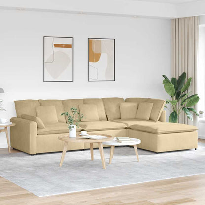 Divano Modulare con Poggiapiedi e Cuscini Verde Grigio
