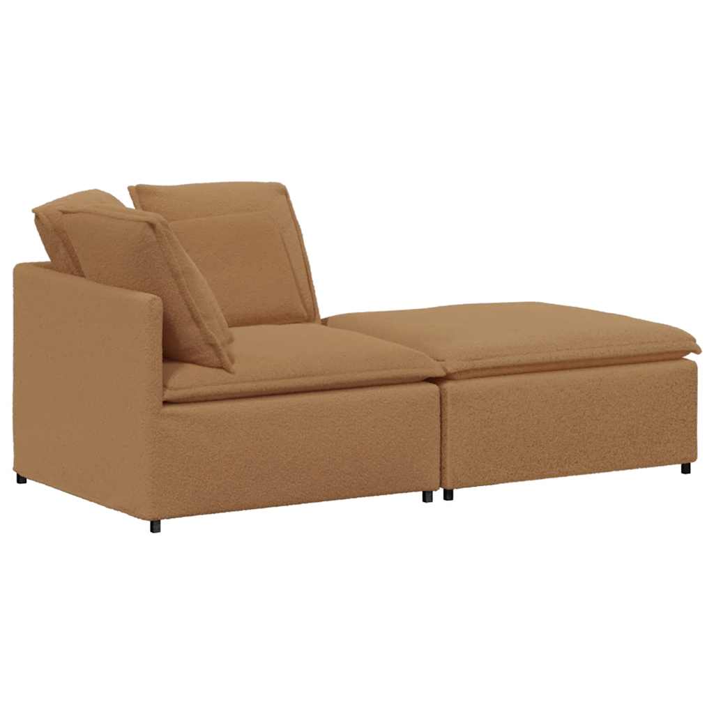 Divano Modulare con Poggiapiedi e Cuscini Beige