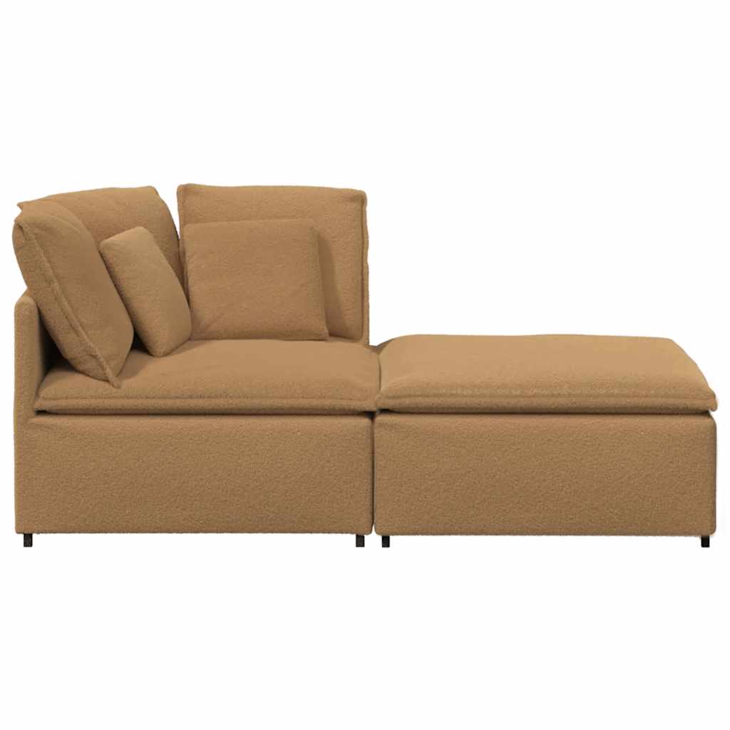 Divano Modulare con Poggiapiedi e Cuscini Beige