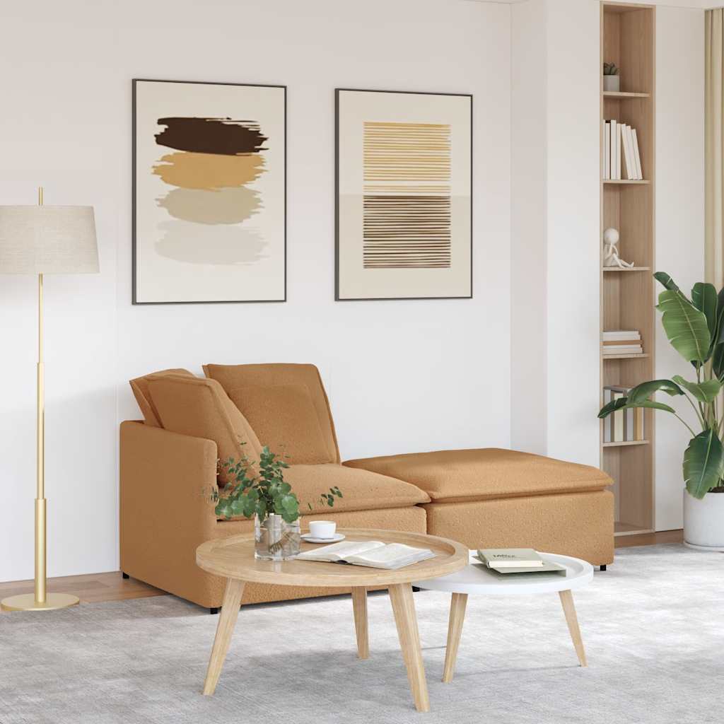 Divano Modulare con Poggiapiedi e Cuscini Beige