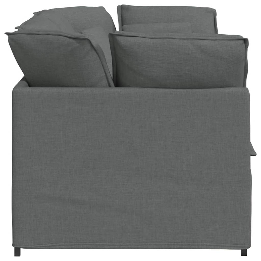 Divano Modulare con Cuscini in Tessuto Grigio Scuro