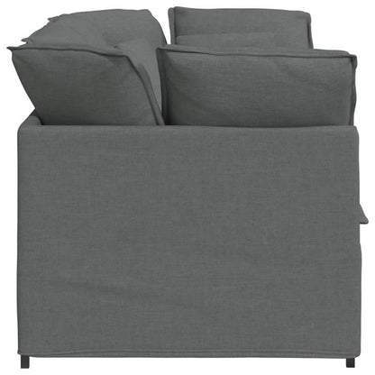 Divano Modulare con Cuscini in Tessuto Grigio Scuro