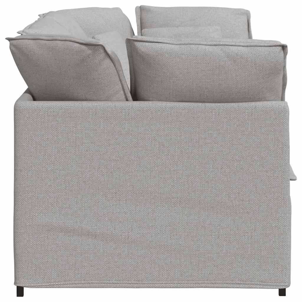Divano Modulare con Cuscini in Tessuto Grigio Nuvola
