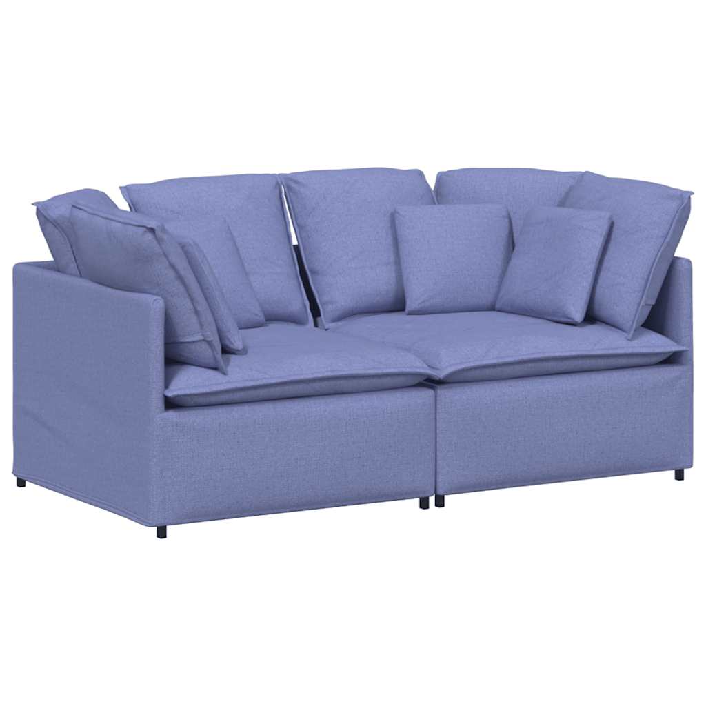 Divano Modulare con Cuscini in Tessuto Jeans Blu